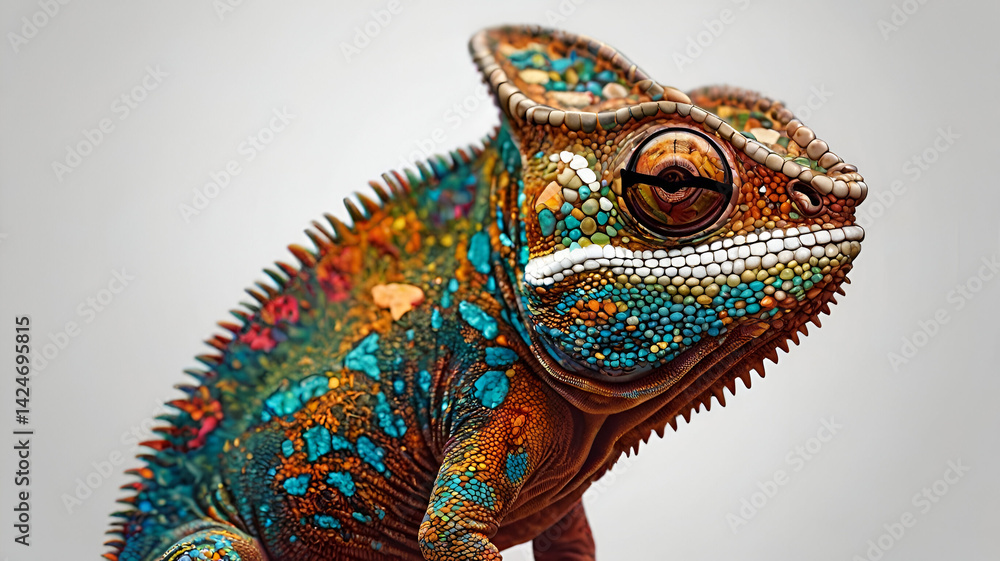 Fototapeta premium chameleon on a wooden background