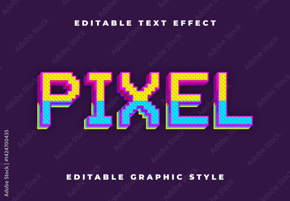 Cute Pixel Font Colorful Pixel Blocky Font 3D Retro 8bit Text Effect Stock Template ...