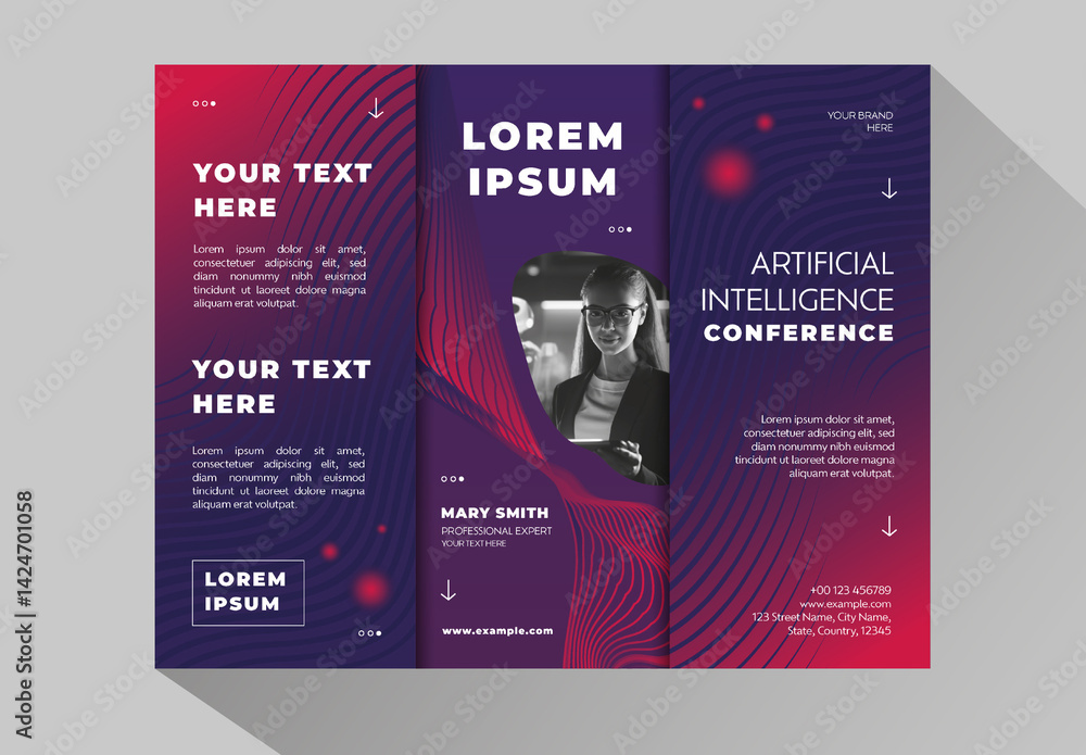Fuchsia And Purple Artificial Intelligence Conference Brochure Layout ...