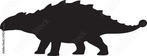 Ankylosaurus Silhouette on White Background