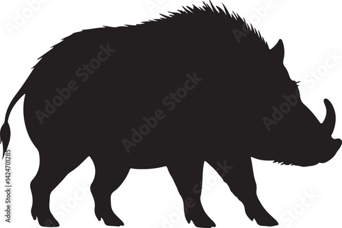 Babirusa Silhouette on White Background