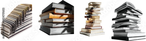 Abstract stacks of books arranged creatively for library or educational concept art