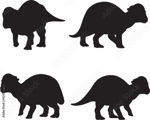 Pachycephalosaurus Silhouette on White Background