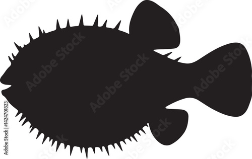 Pufferfish Silhouette on White Background