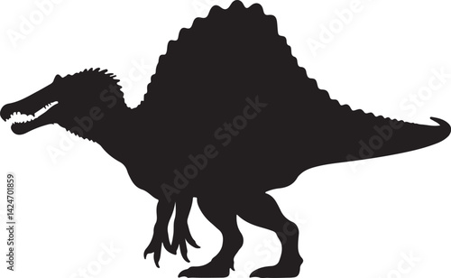 Spinosaurus Silhouette on White Background