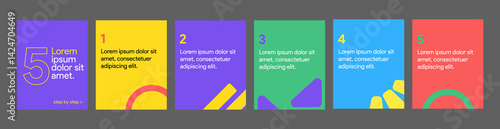 instagram carousel slider post template social media quotes step by step poster templates colorful purple yellow green blue red pink purple color slider flat simple banner vector illustration