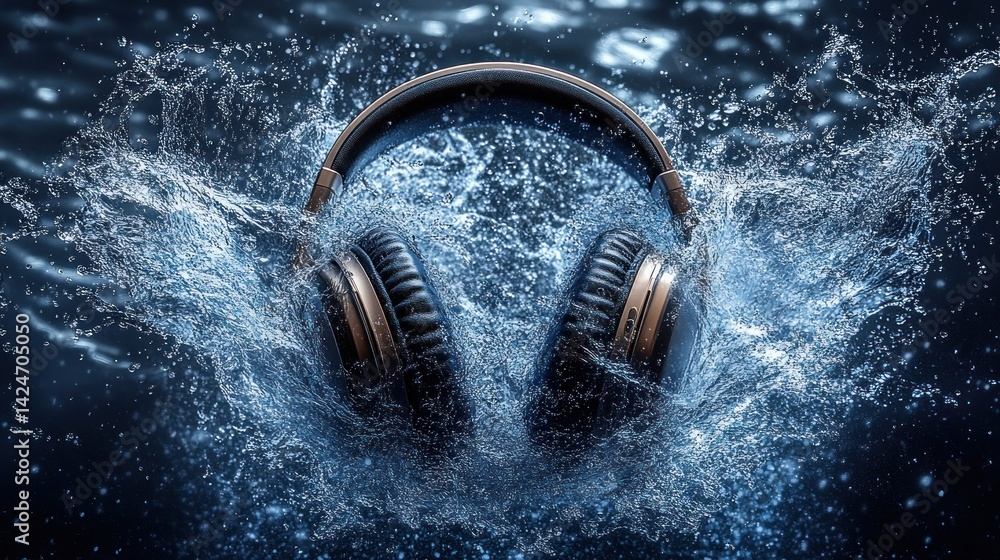 Headphones in water splash (1)