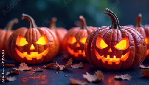 Wallpaper Mural Colorful pumpkins with spooky eyes, decoration, background, fall Torontodigital.ca
