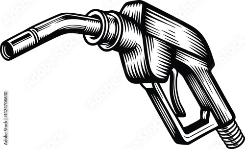 Hand drawn depiction of a fuel pump nozzle for automotive and gasoline-related themes
