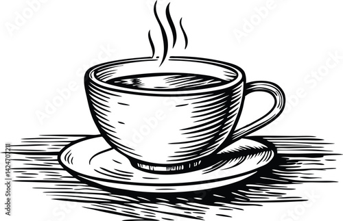 Coffee cup with steam rising, ideal for breakfast, café, and morning routine visuals