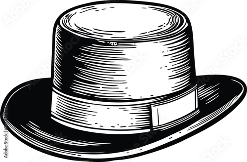 Classic gentleman’s hat illustrated in vintage fashion suitable for costume or period art