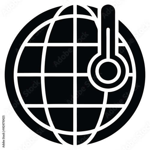 Global Warming Silhouette Vector Icon for Awareness