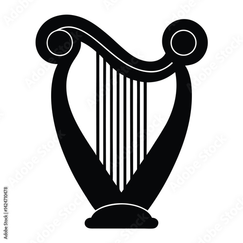 Harp Silhouette Vector Icon for Musical Designs