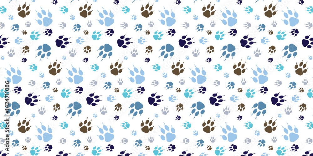 scatter seamless pattern with fox footprints in multi color for textile, wrapping, fabric and other. animal footprints background. scatter seamless pattern with fox footprints in multi color for textile, wrapping, fabric and other. animal footprints background.