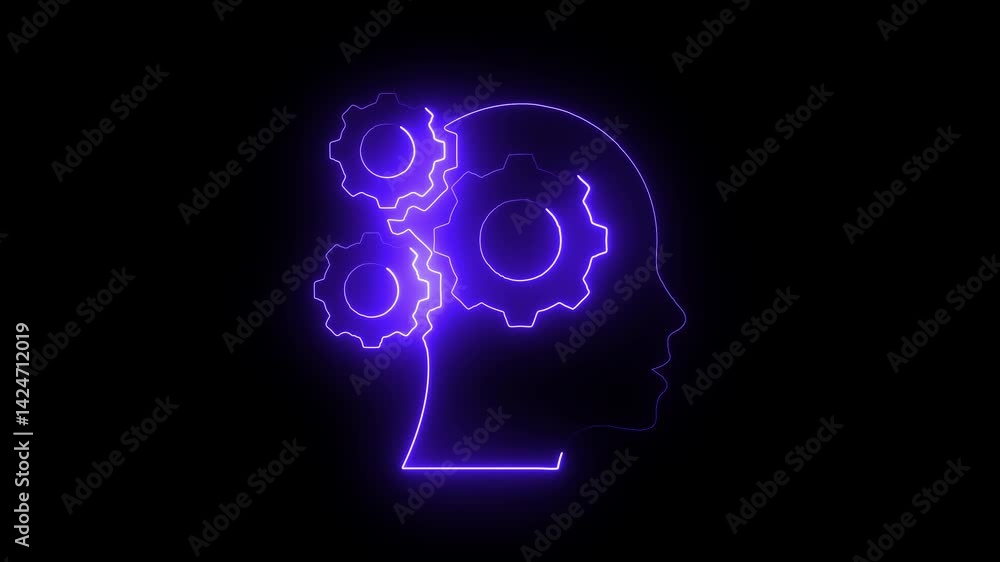 Glowing neon critical-thinking icon isolated on black background. HD Video motion graphic animation Glowing neon critical-thinking icon isolated on black background. HD Video motion graphic animation