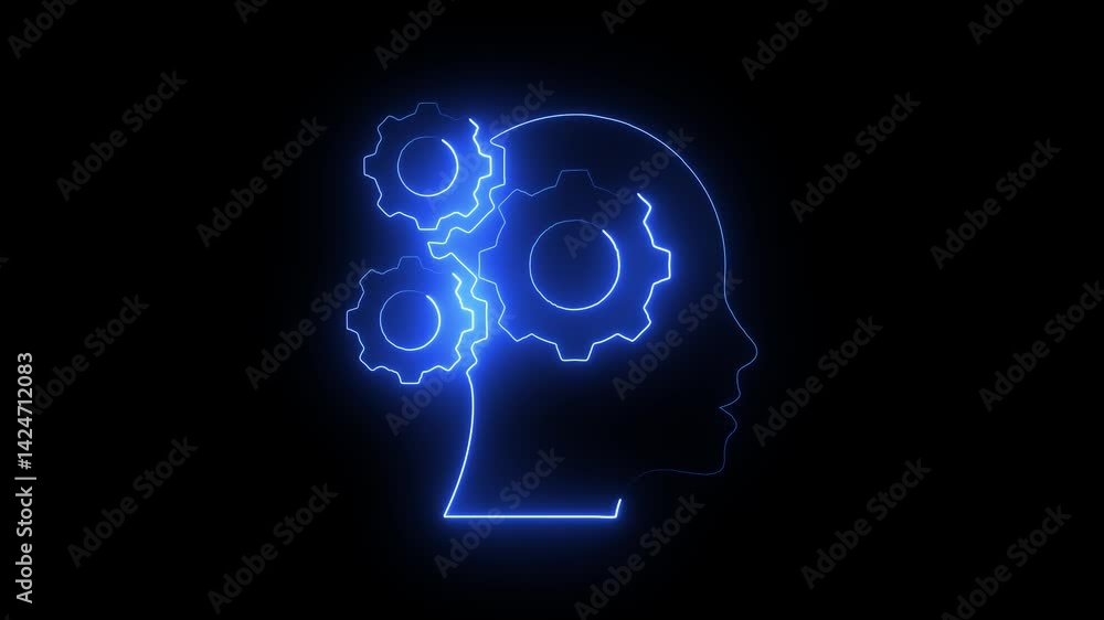 Glowing neon critical-thinking icon isolated on black background. HD Video motion graphic animation Glowing neon critical-thinking icon isolated on black background. HD Video motion graphic animation