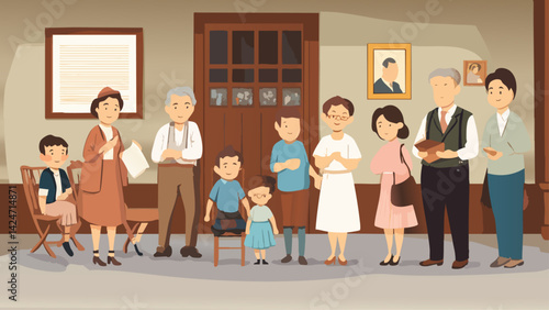 Multi-Generational Family Visiting a Historical Museum Together