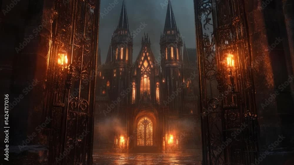Mysterious Gothic Architecture: A dramatic capture of an imposing gothic cathedral, its intricate facade illuminated against a twilight sky, evoking a sense of grandeur and historical depth. Mysterious Gothic Architecture: A dramatic capture of an imposing gothic cathedral, its intricate facade illuminated against a twilight sky, evoking a sense of grandeur and historical depth.