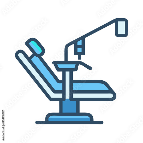 Stylized Blue and White Dental Chair Illustration