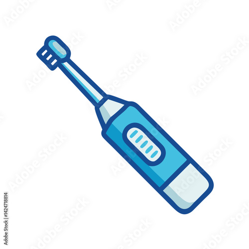 Blue electric toothbrush vector icon on black background