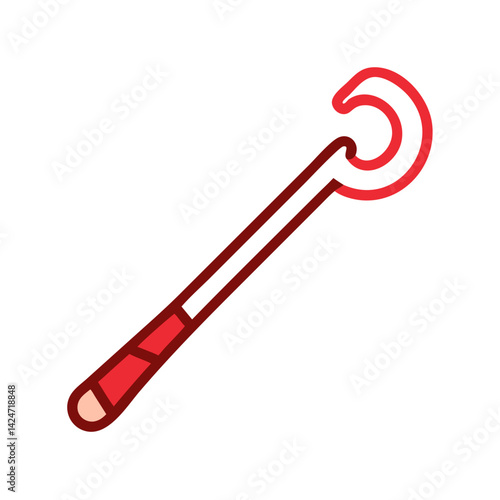 Red crook staff or shepherd's crook illustration