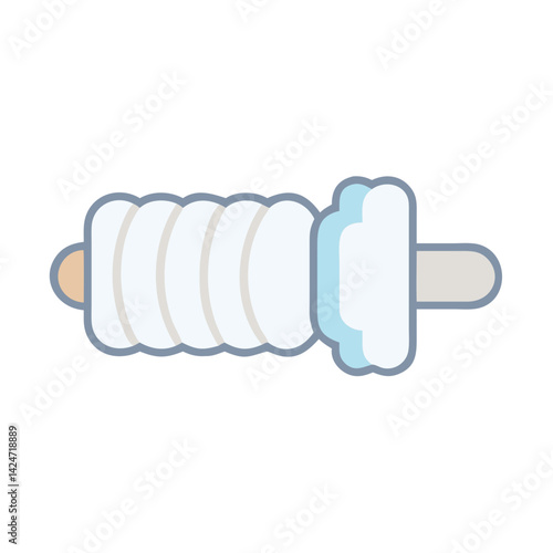 Cartoon Cotton Swab Icon Isolated on Black Background