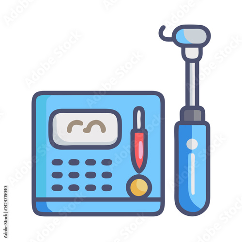 Modern TENS Unit and Probe on Black Background