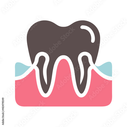Tooth decay illustration, dental care, gingivitis, black background