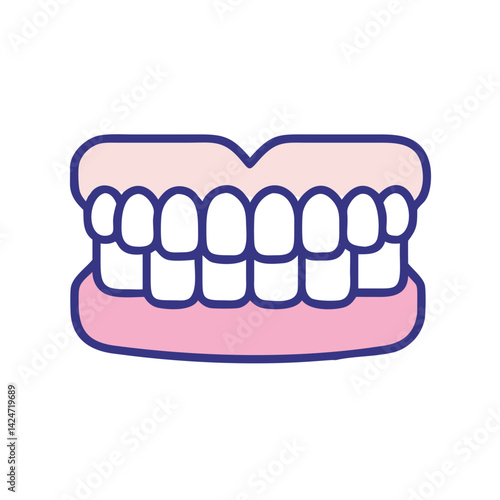 Cartoon Dentures Illustration for Dental Health and Oral Care