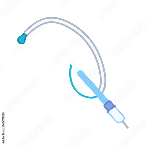 Medical Intermittent Catheter for Urinary Drainage on Black Background
