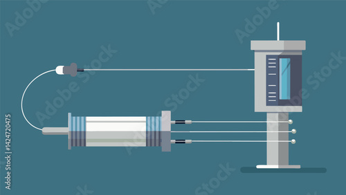 A set of long thin needles connected to a sleek silver machine used to administer ketamine directly into a patients muscles for pain relief..