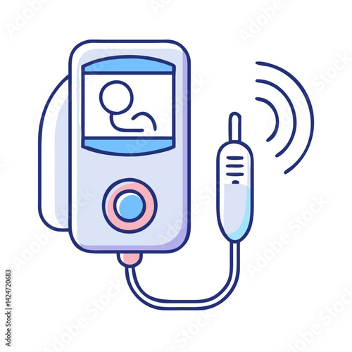 Portable fetal doppler with display for healthcare professionals