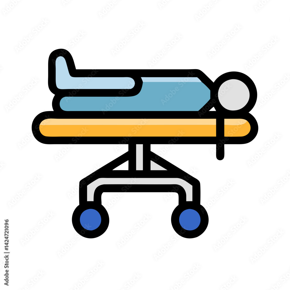 Patient on a stretcher emergency health cartoon illustration Patient on a stretcher emergency health cartoon illustration
