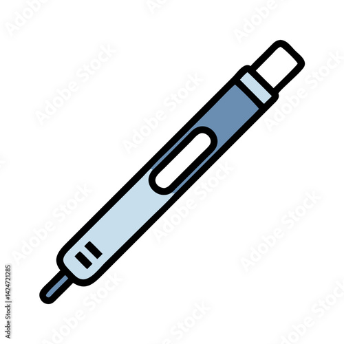 Insulin pen injector on black background, simple illustration