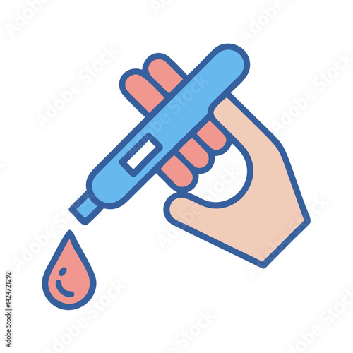 Hand Holding Medical Test Kit with Blood Drop