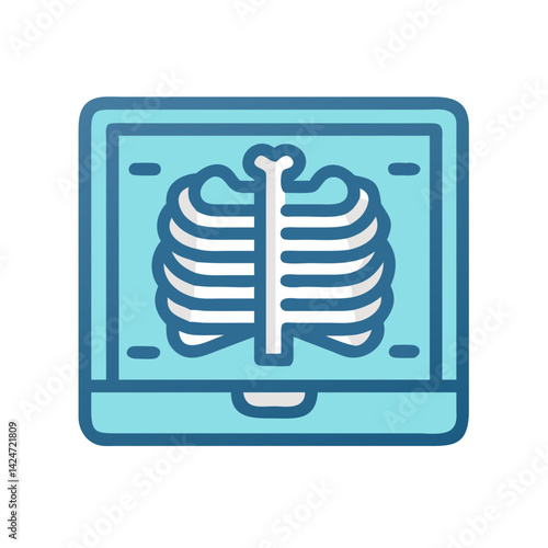 Blue X-Ray Image Illustrating Human Rib Cage