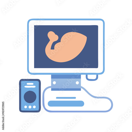 Illustration of an ultrasound machine for medical use
