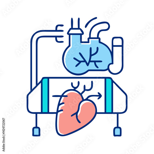 Extracorporeal Membrane Oxygenation (ECMO) machine line art style illustration