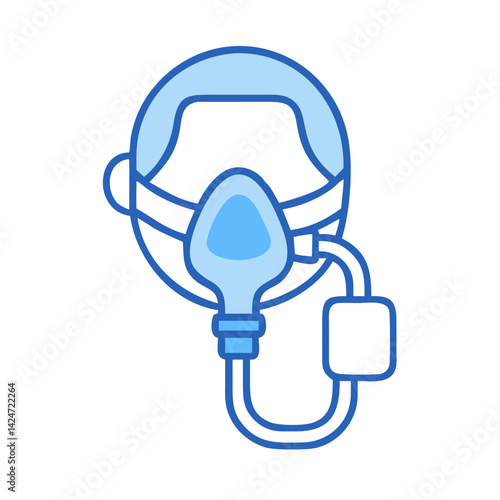 Blue CPAP Mask Icon Illustration on a Black Background