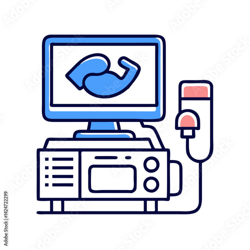 Medical Ultrasound Machine Illustration for Diagnostics and Examinations