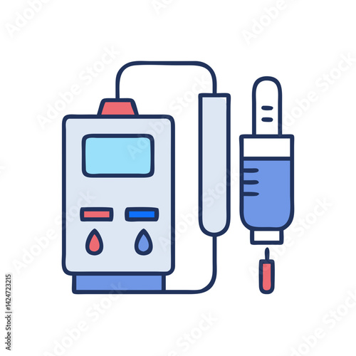 Hemodialysis machine. Medical device for dialysis procedure, vector design