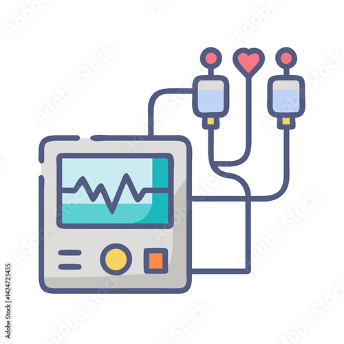 Heart Rate Monitor and IV Drip Vector Illustration