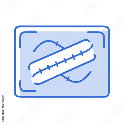 Stylish minimalist medical illustration with suture and blue accents