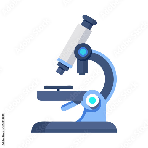 Blue cartoon microscope for science and education