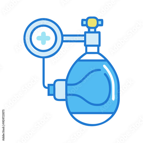 Blue Resuscitation Bag Icon: Medical, Healthcare, Emergency Aid