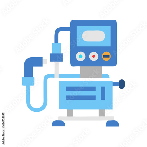 Blue Medical Ventilator Machine Icon Illustration on Black