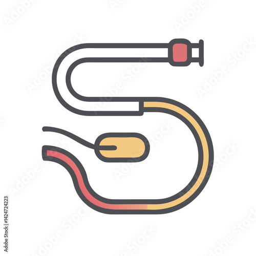 Intubation Tube, medical device, icon, vector illustration, flat