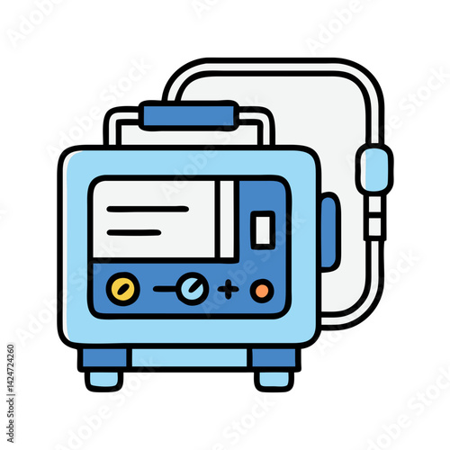 Medical Equipment Illustration: Ventilator Machine on Isolated Black Background