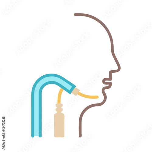 Feeding Tube and Human Head Silhouette Illustration