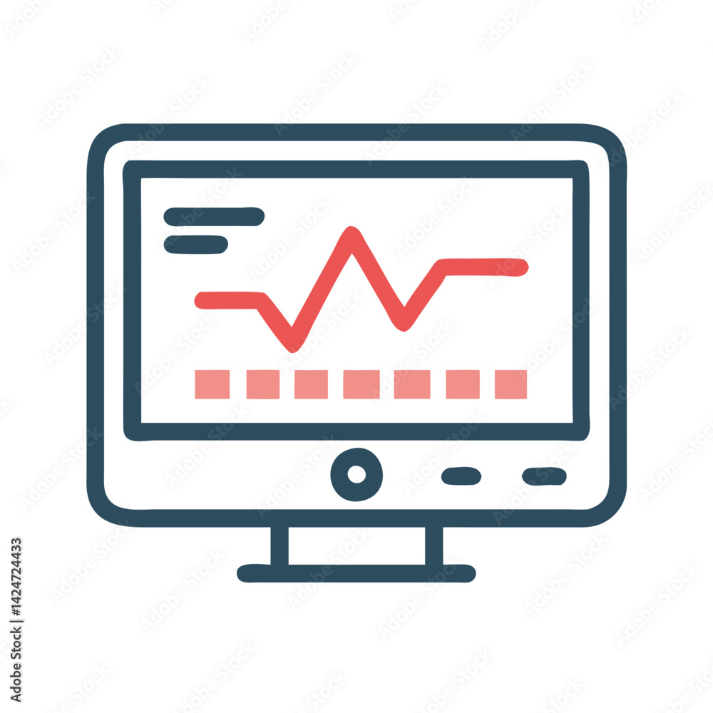 Medical monitor screen displays heartbeat graph, health data Medical monitor screen displays heartbeat graph, health data
